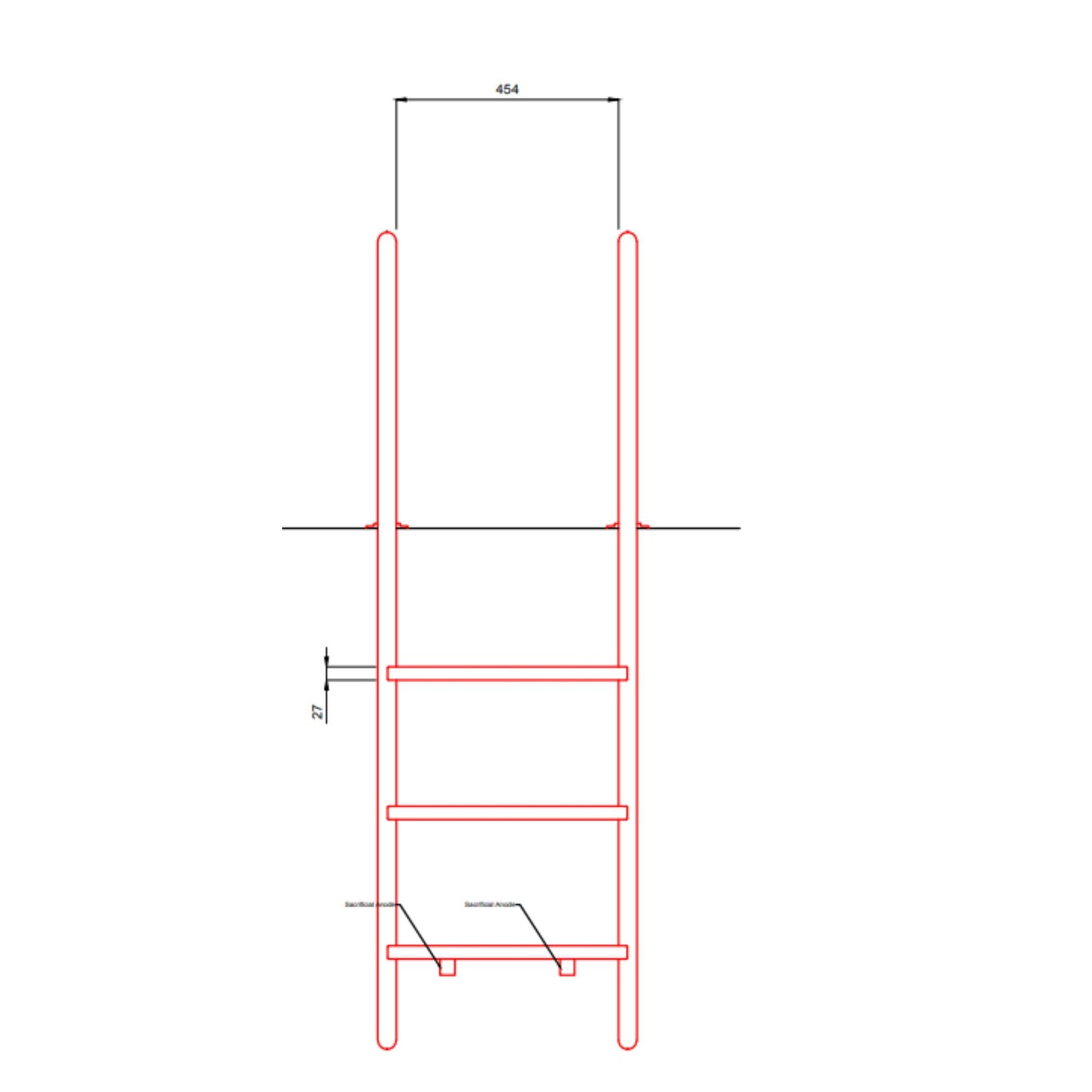 Curve Ladder 3-step stainless steel