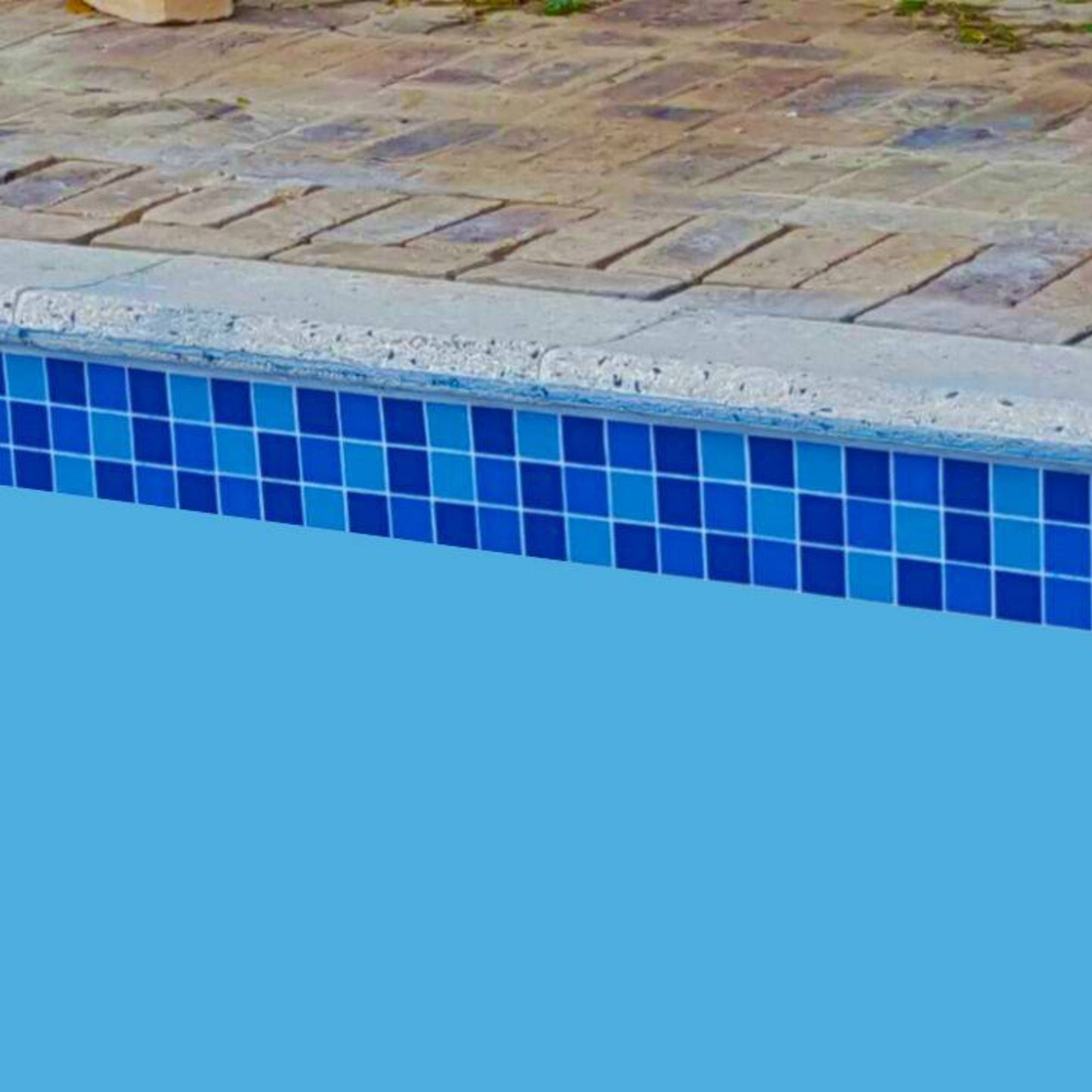 Summertime blue Fibreglass Pool Mosaic 610mm x 150mm sheet