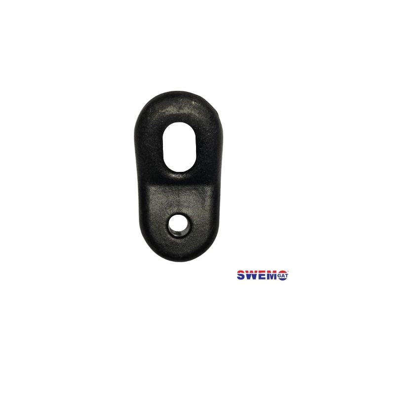 Tie down bracket for solar pool heating, made of plastic. Srew onto roof or poprivet.