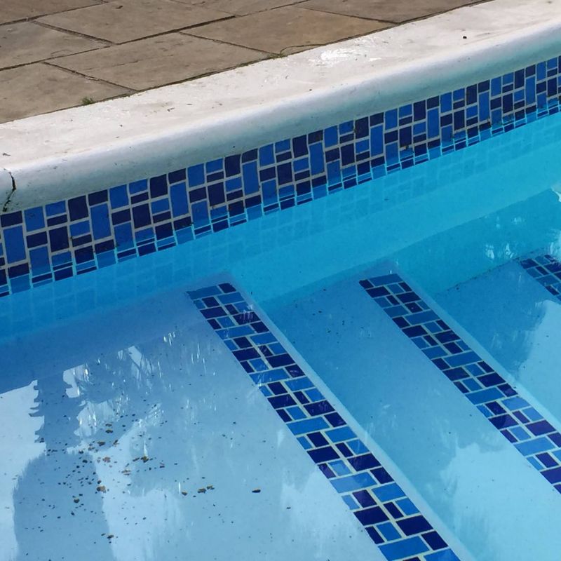 Fibreglass Pool Mosaic Tissue Sheet - Waterfalls Dark Blue 605mm x 150mm