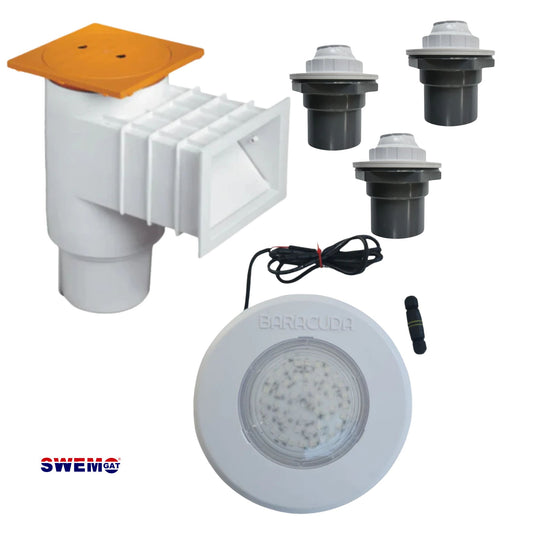 Builder's Equipment Kit: Upto 100 000L Pool - Large Weir; LED Light; 3 x Aimflo Water Inlets