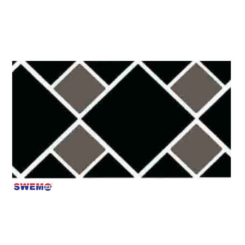 Double Diamond Black  Fibreglass Pool Mosaic Tissue Sheet 675mm x 155mm