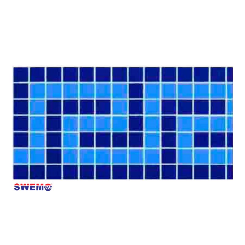 Light Blue key Fibreglass Pool Mosaic Tissue Sheet 615mm x 150mm