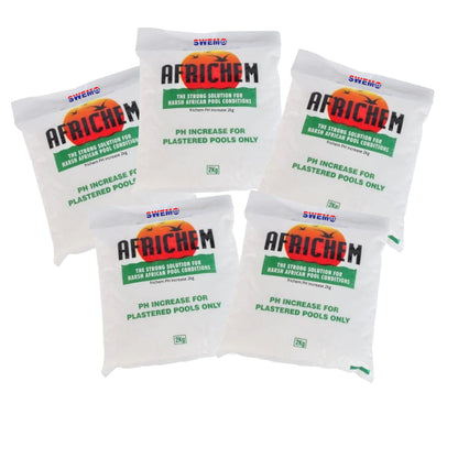 Five 2kg bags of Africhem pool chemical treatment to increase ph of water