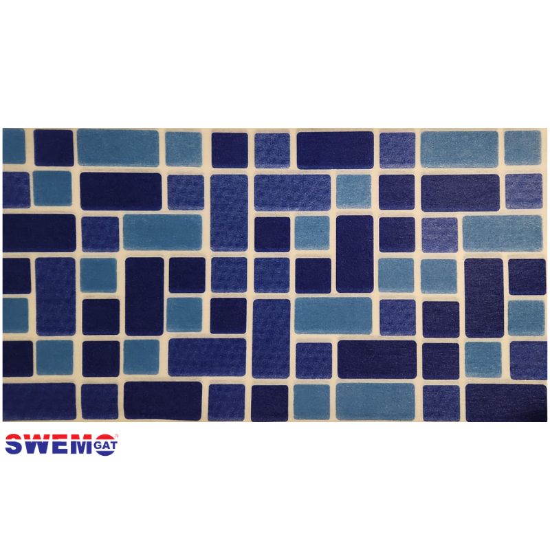 Random Blue-blue  Fibreglass Pool Mosaic Tissue Sheet 665mm x 150mm