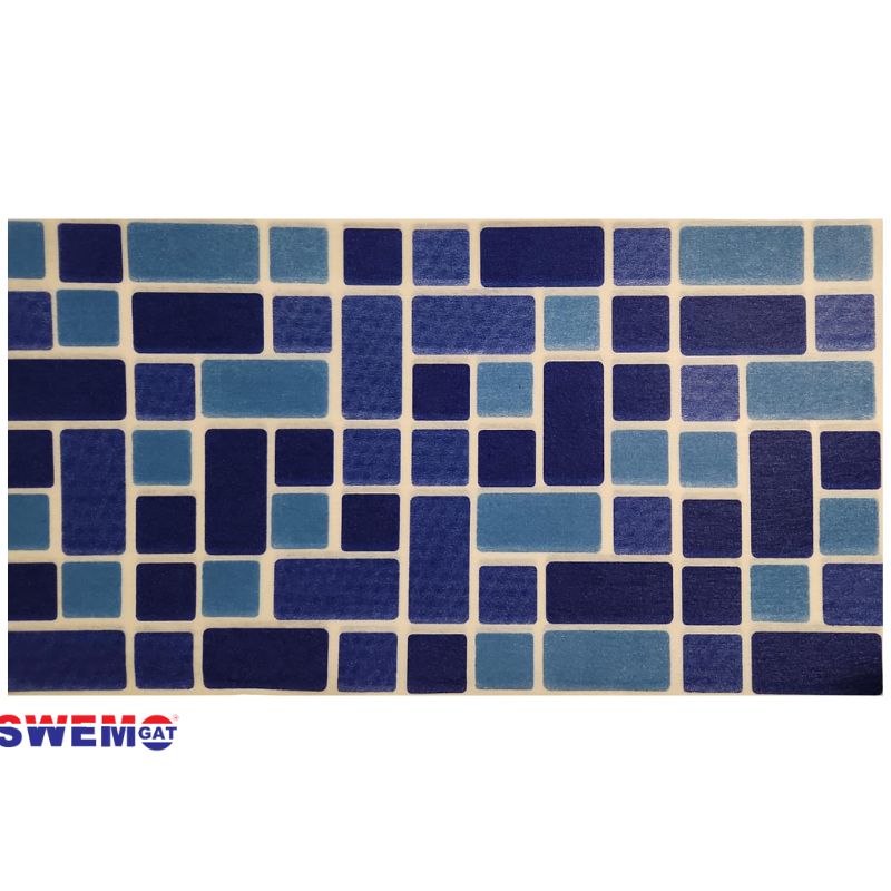 Random Blue-blue  Fibreglass Pool Mosaic Tissue Sheet 665mm x 150mm