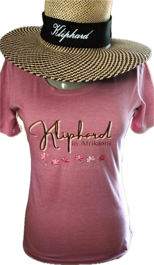 Kliphard in Afrikaans Dames T-hemp met Blomme