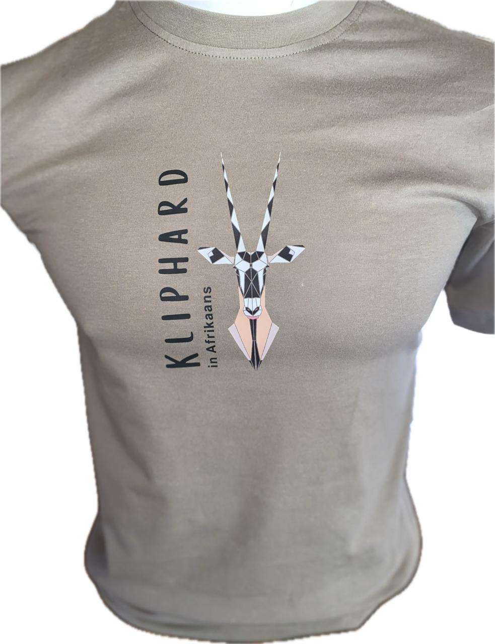 Kliphard in Afrikaans Mans T-hemp met Gemsbok